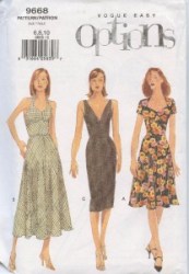 9668 EZ VOGUE MIDRIFF TAPER-FLARE DRESS LENGTHS PATTERN 6-22 3 SIZES